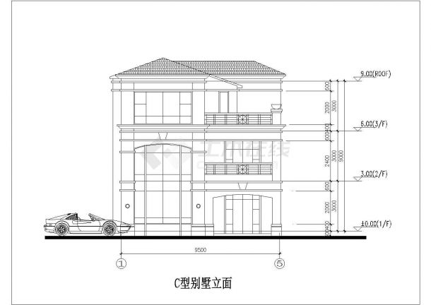 辽阳市某现代化村镇295平米3层砖混结构乡村别墅平立面设计CAD图纸-图二