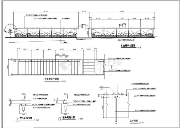 南方上格林--木造摊亭大样图-图一