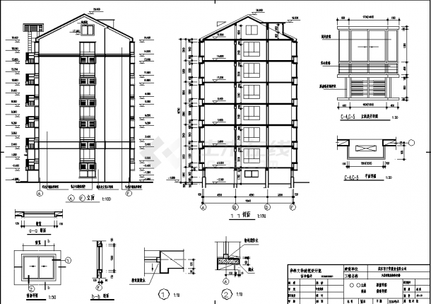 六层3470平米砖混住宅楼建筑结构设计施工cad图纸-图二