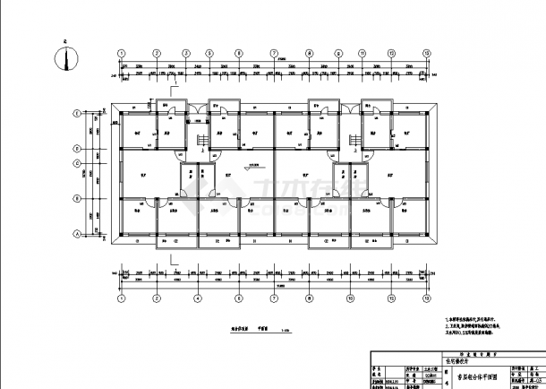2454平方米六层8度区砖混住宅楼建筑结构设计施工cad图纸，含设计说明-图二
