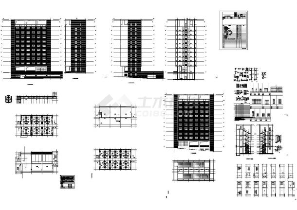 某十层剪力墙结构宿舍楼（43400㎡）设计cad全套建筑施工图（含设计说明）-图二