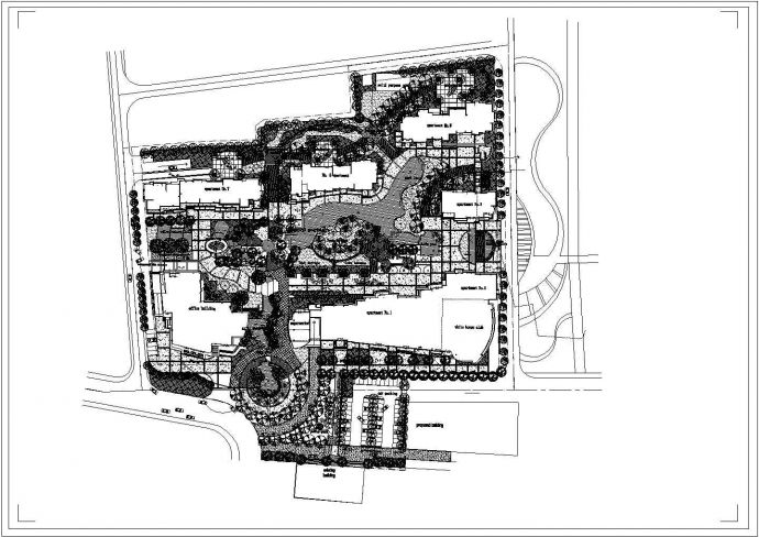 某住宅区景观规划设计详细施工方案CAD图纸_图1