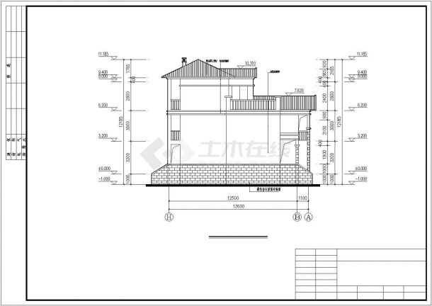 盐城市昌明村330平米3层砖混结构单体别墅全套建筑设计CAD图纸-图一