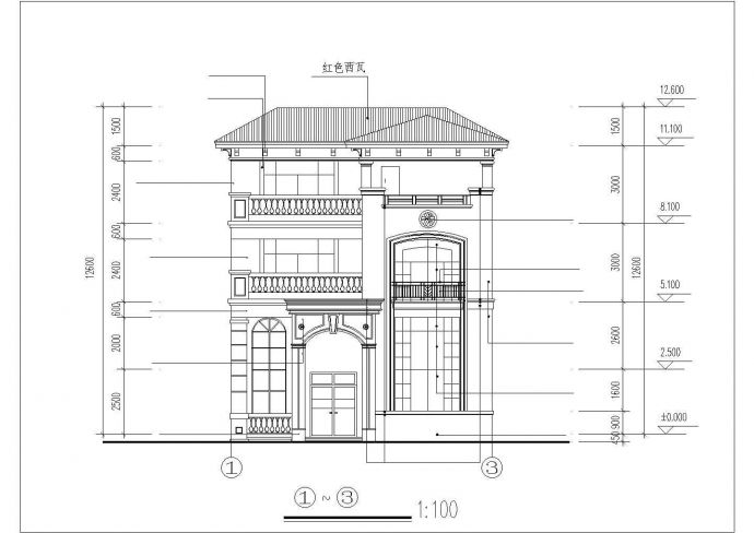 衡水市松浦村360平米三层砖混结构乡村别墅建筑设计CAD图纸（带夹层）_图1