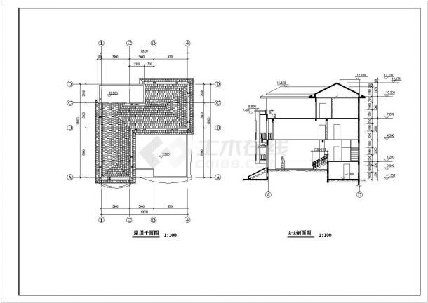 台州市某小区500平米三层框混结构单体豪华别墅平立剖面设计CAD图纸-图一