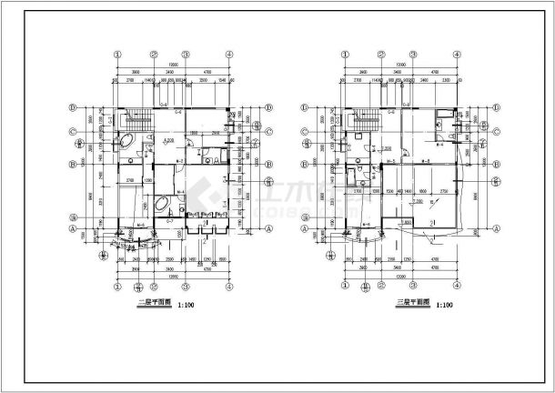台州市某小区500平米三层框混结构单体豪华别墅平立剖面设计CAD图纸-图二