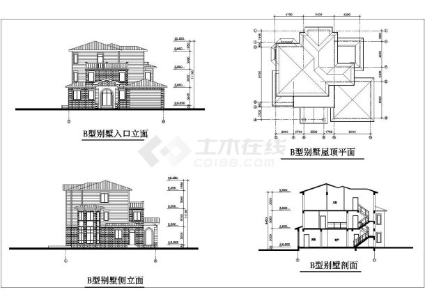 某地区精美别墅建筑cad设计图-图二