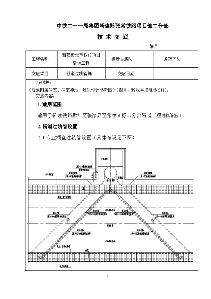  Technical disclosure of tunnel rail crossing pipe construction - Figure 1