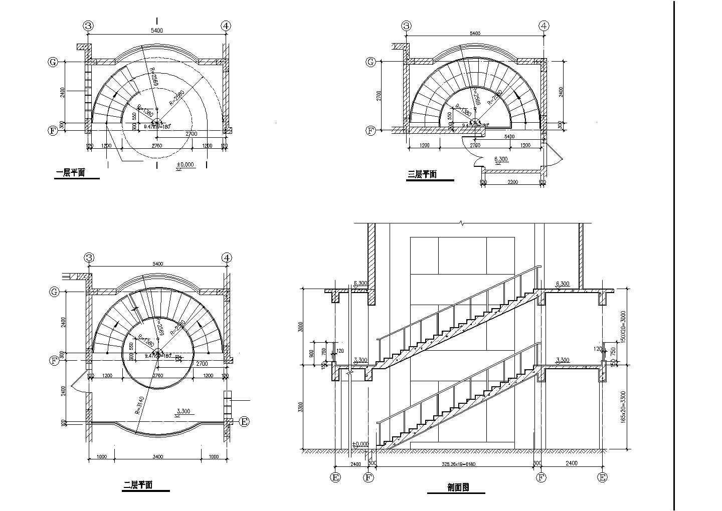 岳阳市阳山新村350平米3层砖混结构单体别墅建筑设计CAD图纸