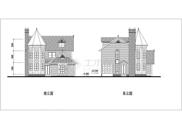常州市新浦花园小区368平米3层框混结构单体别墅平立面设计CAD图纸-图一