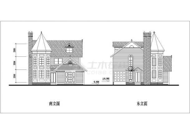 常州市新浦花园小区368平米3层框混结构单体别墅平立面设计CAD图纸-图二