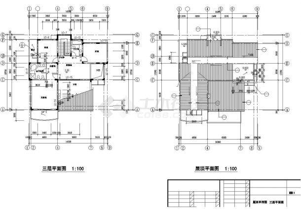 马鞍山市沈巧新村335平米3层砖混结构单体别墅建筑设计CAD图纸-图一