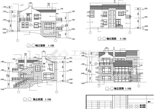 马鞍山市沈巧新村335平米3层砖混结构单体别墅建筑设计CAD图纸-图二