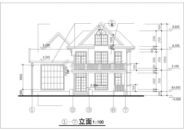 通化市朝阳新村360平米3层砖混结构乡村别墅平立剖面设计CAD图纸-图二