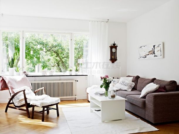 白色清新家简约时尚北欧风格二居室实景图-图二