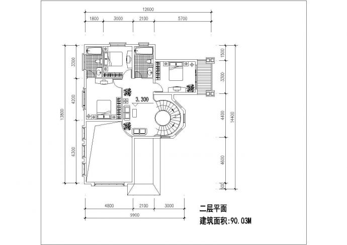 濮阳市某村镇295平米3层框混结构独栋乡村别墅平立剖面设计CAD图纸_图1