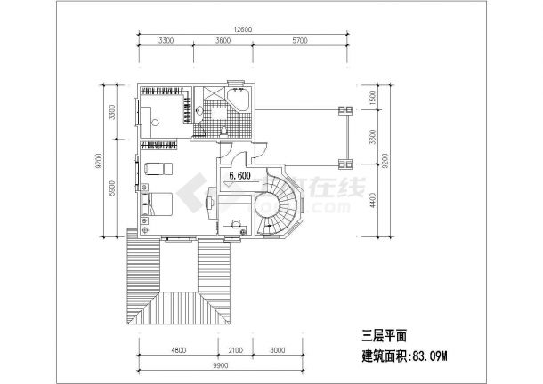 濮阳市某村镇295平米3层框混结构独栋乡村别墅平立剖面设计CAD图纸-图二