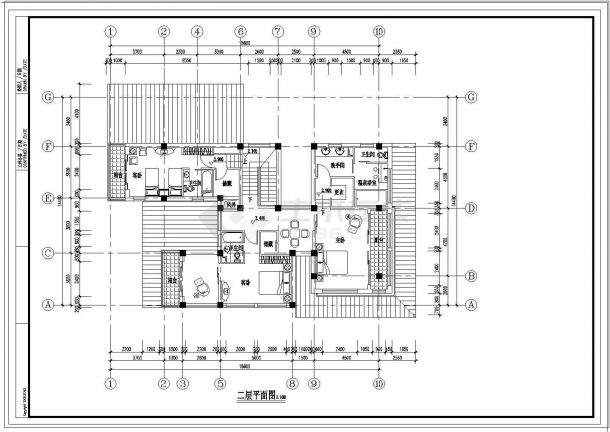 B型日式别墅建筑设计cad施工图-图一