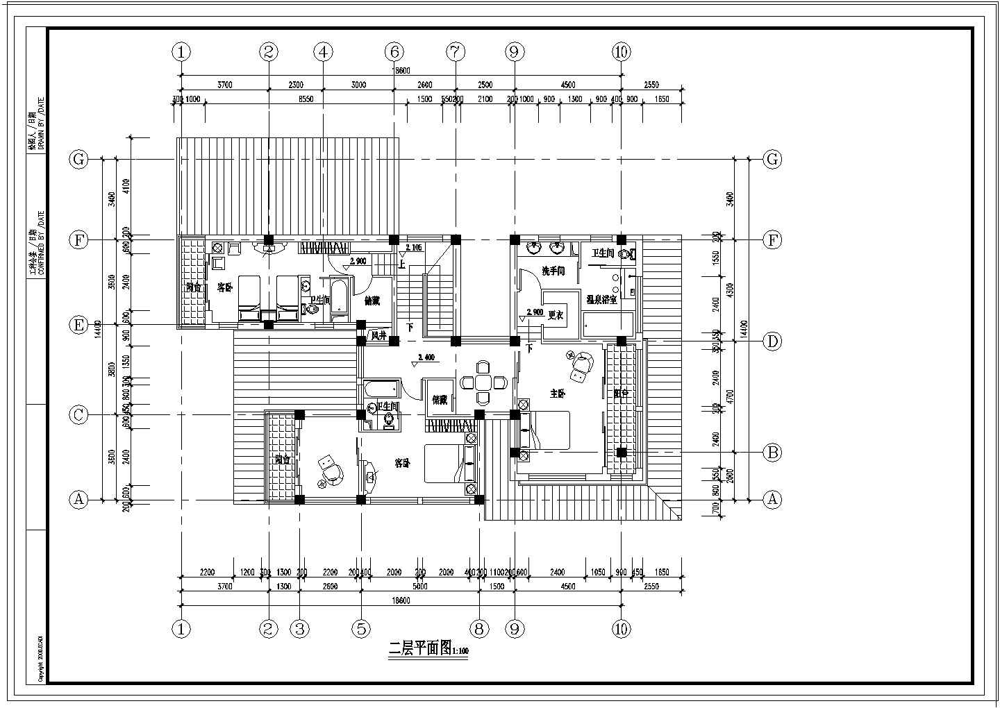 B型日式别墅建筑设计cad施工图