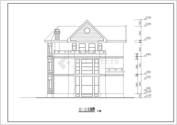 西安市金花村310平米3层砖混别墅平立剖面设计CAD图纸（含地下室）-图二