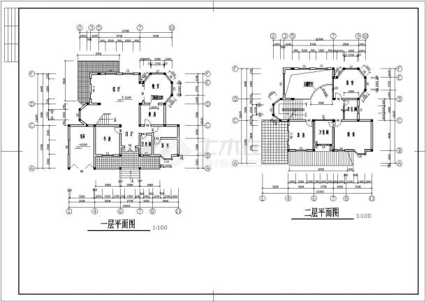 十堰市某现代化村镇325平米3层框混结构独栋别墅平立面设计CAD图纸-图一