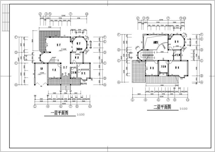 十堰市某现代化村镇325平米3层框混结构独栋别墅平立面设计CAD图纸_图1
