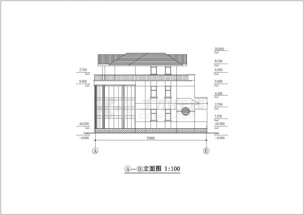 扬州市迎湖村349平米3层框混结构乡村别墅平立面设计CAD图纸-图一