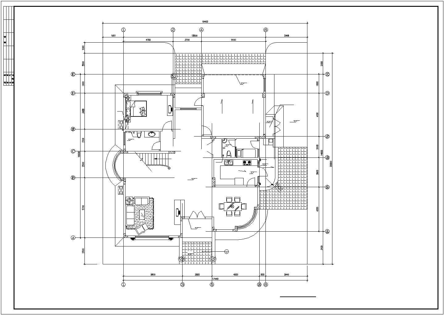 廊坊市广华新村295平米3层砖混结构乡村别墅全套建筑设计CAD图纸