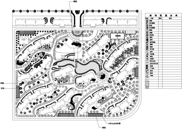 某花园小区植物配置绿化设计详细施工方案CAD图纸_图1