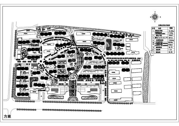 某旧城改造项目规划设计cad总平面施工图（含经济技术指标）-图一