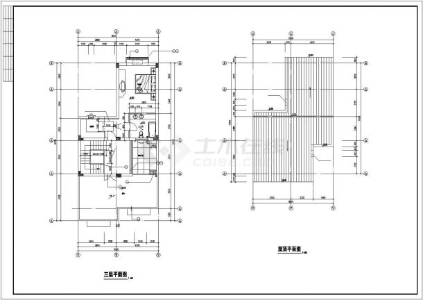 占地116平米3层砖混结构单体别墅平立剖面设计CAD图纸-图一