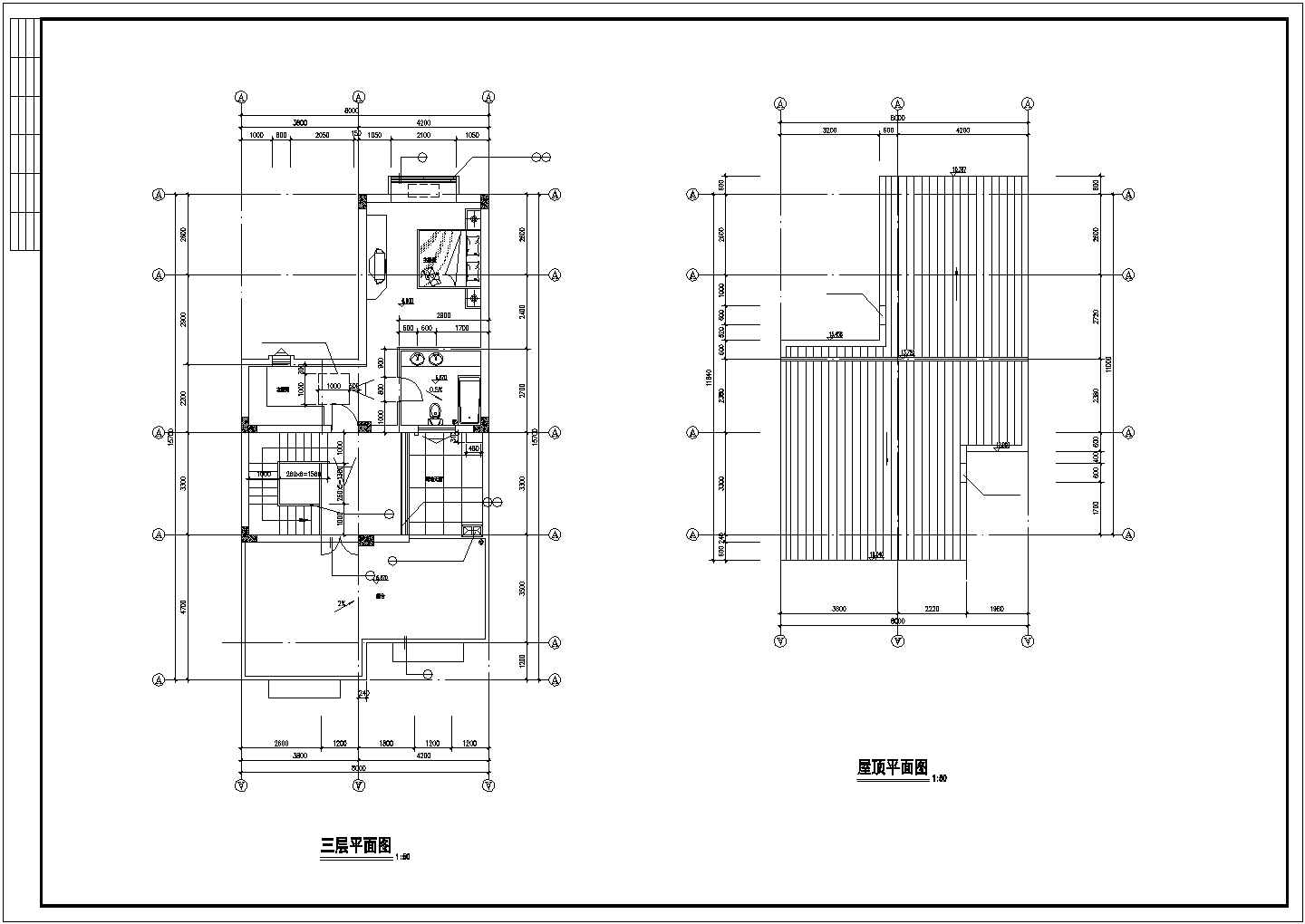 占地116平米3层砖混结构单体别墅平立剖面设计CAD图纸