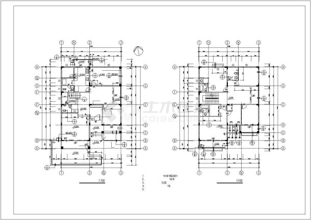景德镇市某现代化村镇377平米3层框架结构单体别墅建筑设计CAD图纸-图二