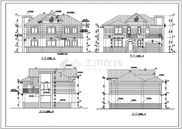 3层现代别墅建筑CAD施工图设计-图一