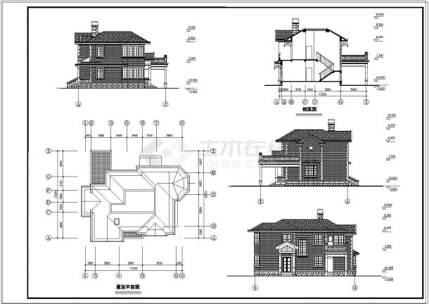 两层现代风格别墅建筑CAD设计施工图纸-图一