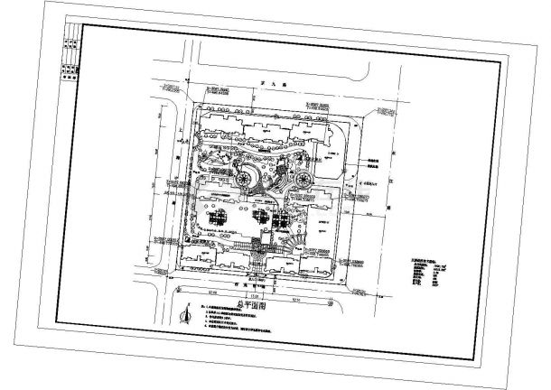 某多层住宅小区（总用地面积17447.7平方米）规划设计cad总平面施工图（含经济技术指标）-图一