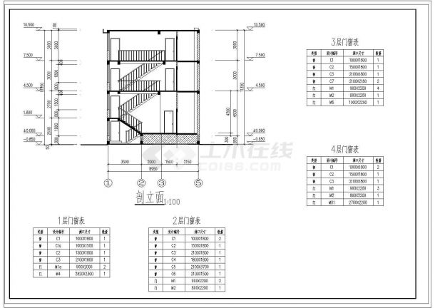 农村四层自建房建筑设计CAD图-图一