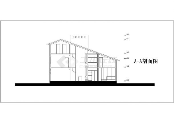 青岛市安元佳苑小区334平米3层混合结构单体别墅平立剖面设计CAD图纸-图一