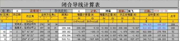 闭合导线计算表模板(双点).xls