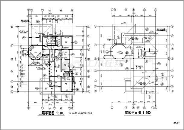 508.97平米两层独立豪华别墅施工CAD图-图一