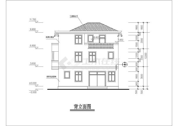 兰州市名邸花园小区280平米三层砖混别墅建筑设计CAD图纸-图一