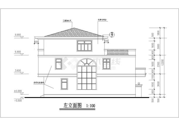 兰州市名邸花园小区280平米三层砖混别墅建筑设计CAD图纸-图二