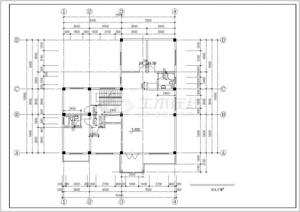 烟台市湖滨花园小区538平米三层框混结构单体别墅建筑设计CAD图纸-图二