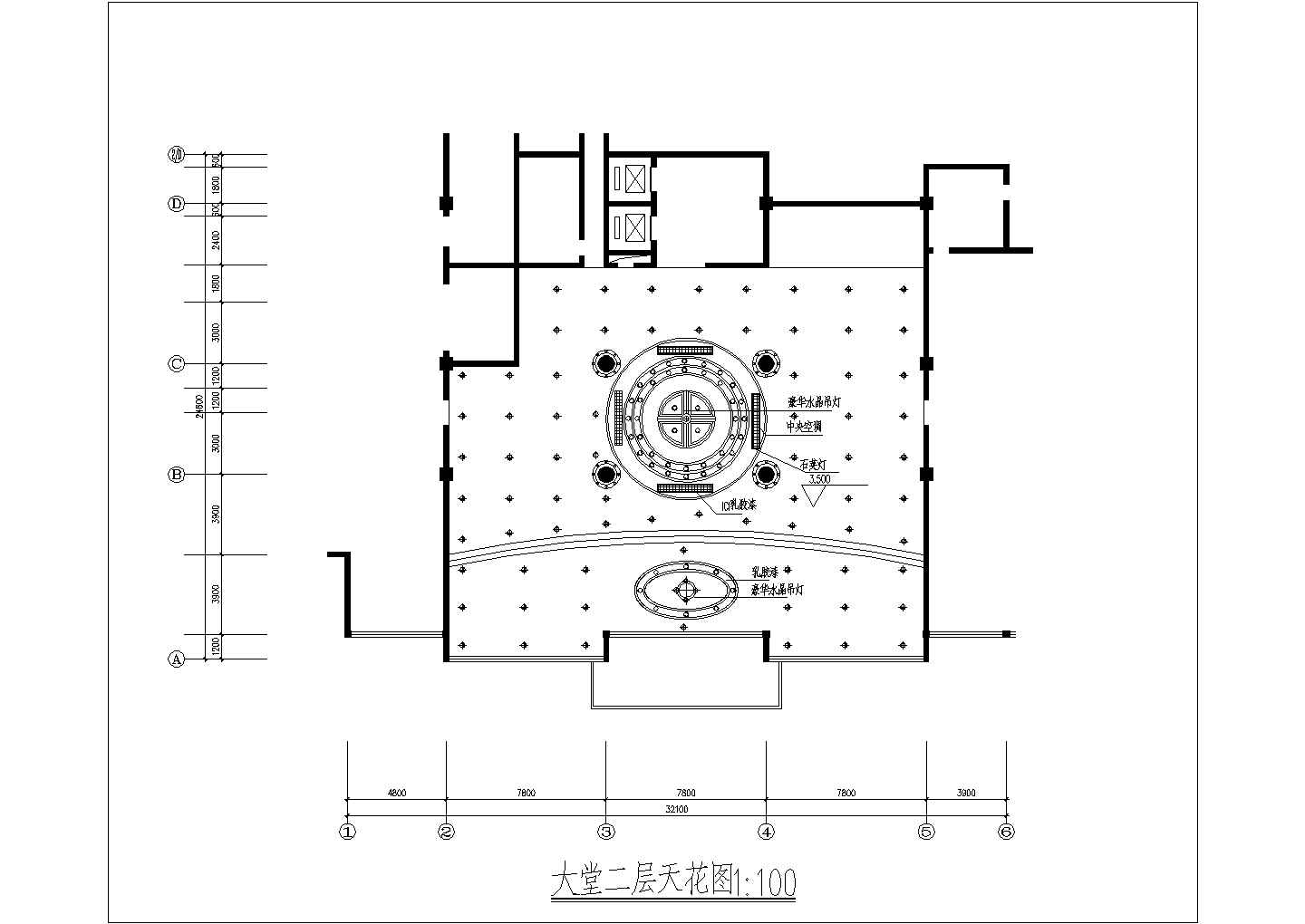 某西餐厅二层大堂装修设计cad详细施工图