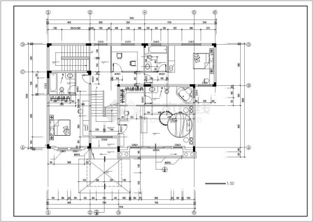 熙悦家园小区450平米3层框混单体别墅建筑设计CAD图纸（含车库层）-图一