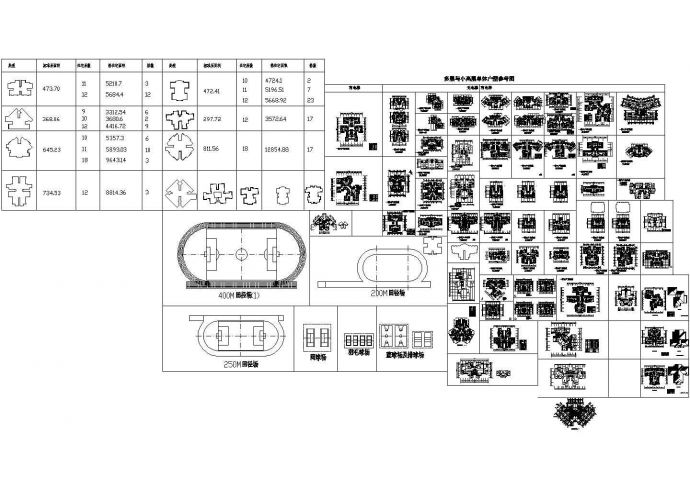 数十种多层与小高层单体户型cad图及运动场所设计图（甲级院设计）_图1