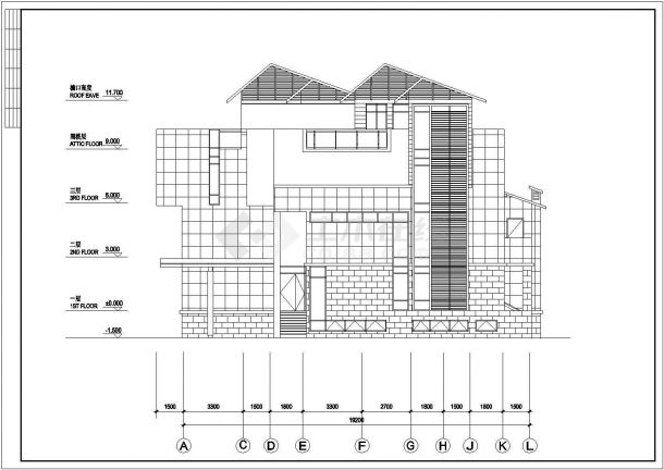 305平米3层砖混结构独栋别墅平立剖面设计CAD图纸（含地下室层）-图一