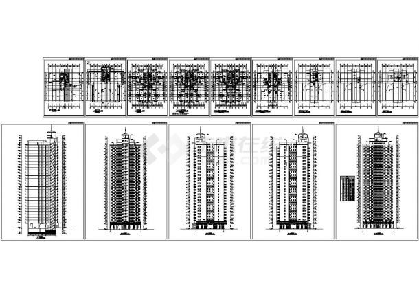 某小区高层框架结构住宅楼初步设计cad全套建筑图纸（含每层建筑面积）-图一