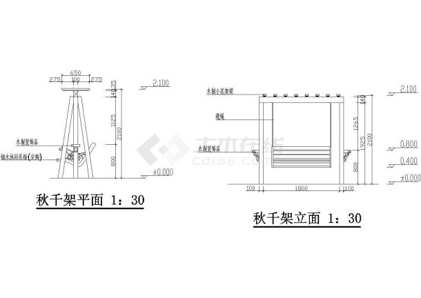 秋千建筑布置CAD套图-图二