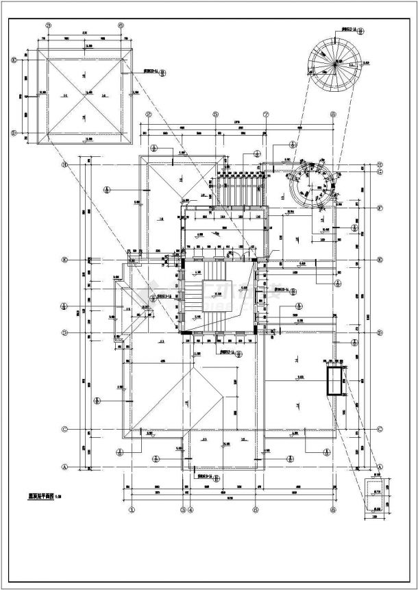 湖州市某别墅区860平米3层框架结构豪华别墅全套建筑设计CAD图纸-图一